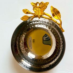 Unknown1 Gold Butterfly Bowl 5" Diameter Metal 1 Piece
